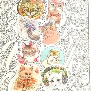 Sticker Bundle! 8 CATS IN FLOWERS